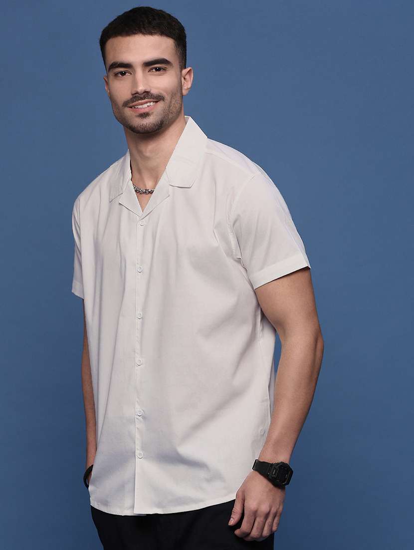 men white cotton blend casual shirt - 21514738 -  Standard Image - 2