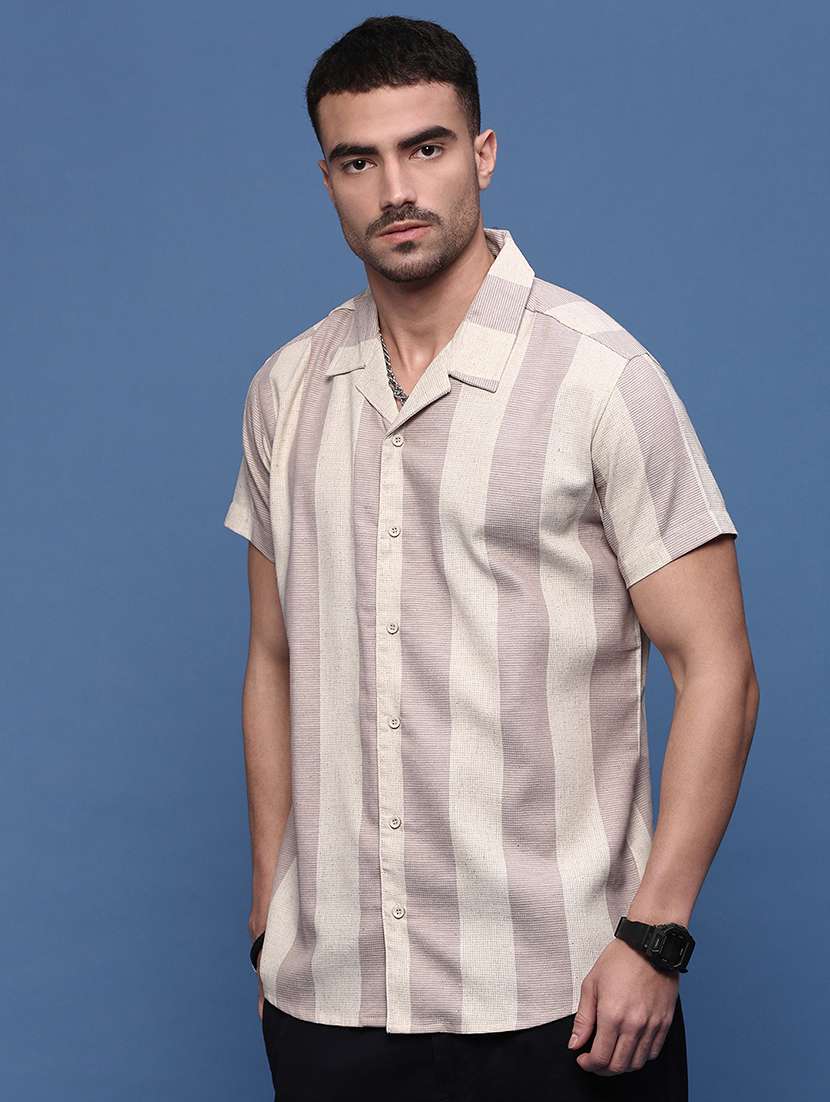 men lavender cotton blend casual shirt - 21514746 -  Standard Image - 2