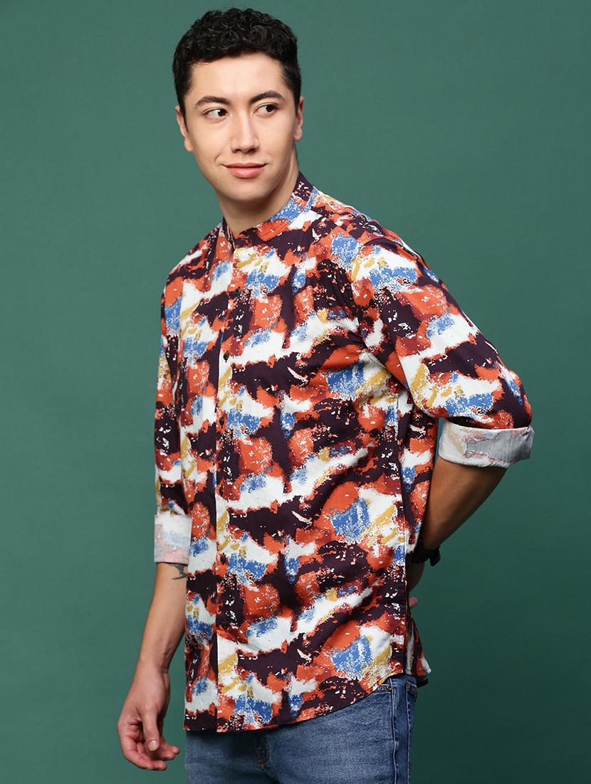 men printed long sleeves casual shirts - 21514750 - Standard Image - 2