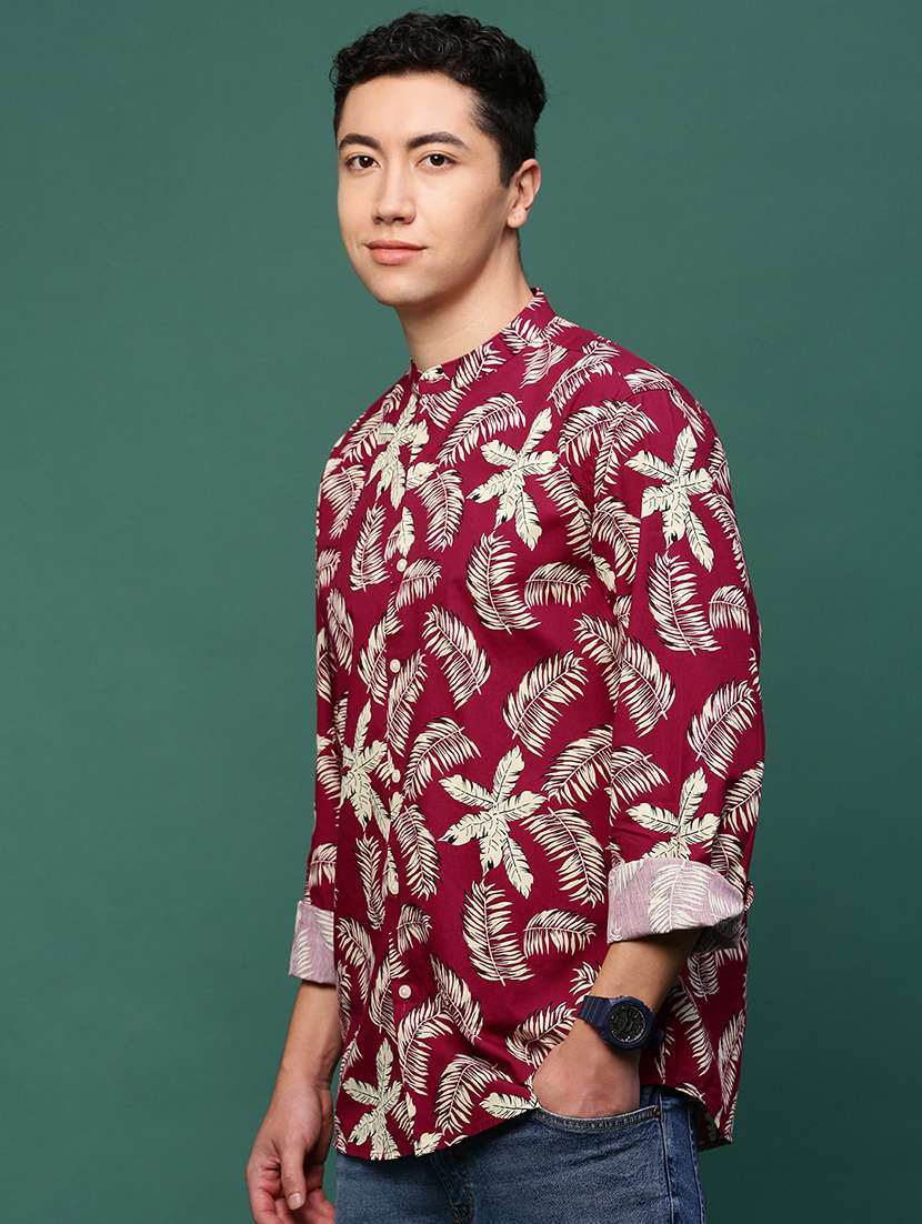 men maroon cotton blend casual shirt - 21514754 -  Standard Image - 2