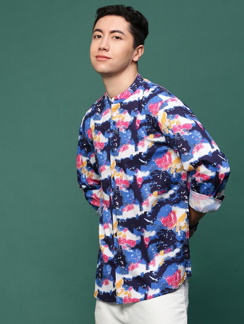 men blue printed casual shirt - 21514756 - Standard Image - 2