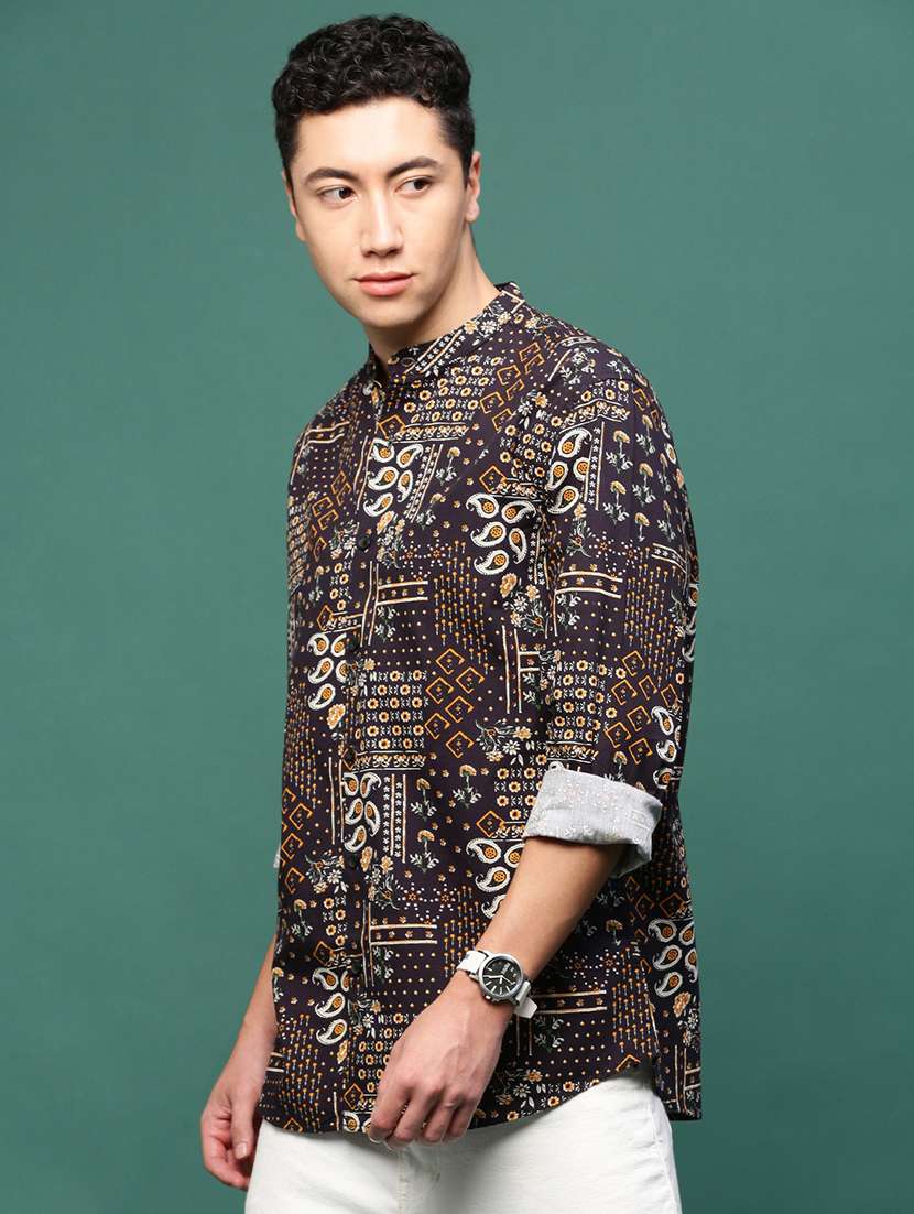 men printed long sleeves casual shirts - 21514760 -  Standard Image - 2