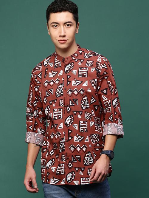 men brown cotton blend casual shirt - 21514762 -  Standard Image - 0