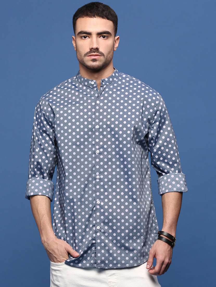 men polka dots long sleeves casual shirts
