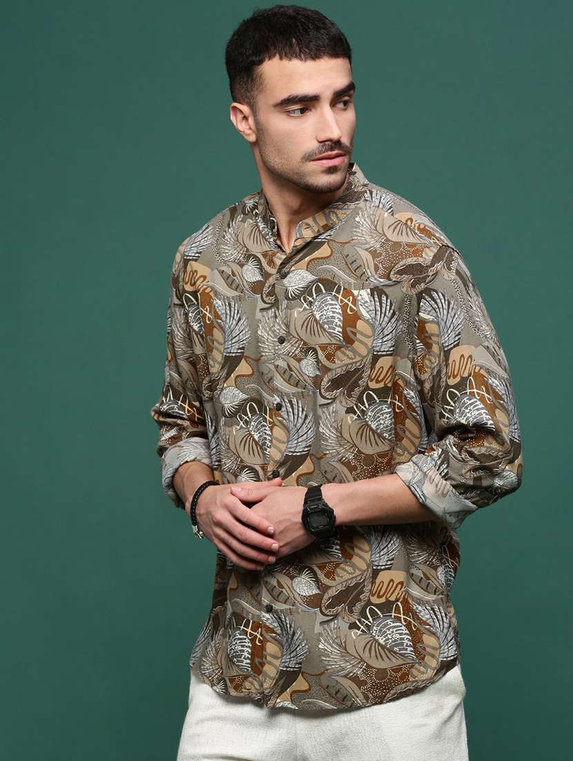 men printed long sleeve casual shirt - 21514797 -  Standard Image - 2