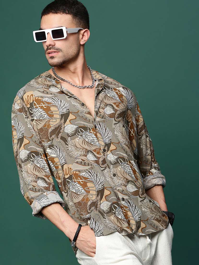 men printed long sleeve casual shirt - 21514797 -  Standard Image - 7