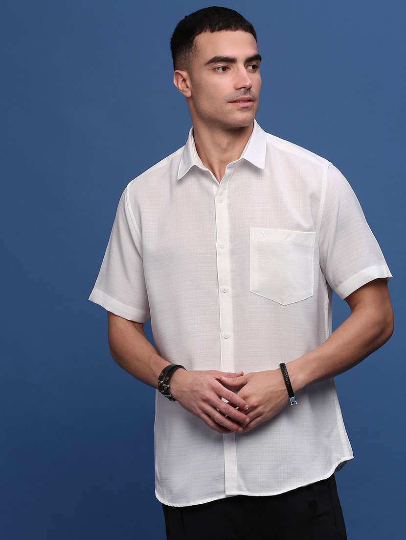 men solids short sleeves casual shirts