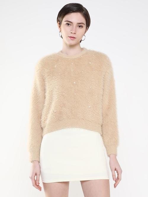 women beige self-designed pullover - 21514837 -  Standard Image - 0