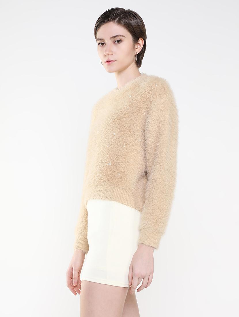 women beige self-designed pullover - 21514837 - Standard Image - 2