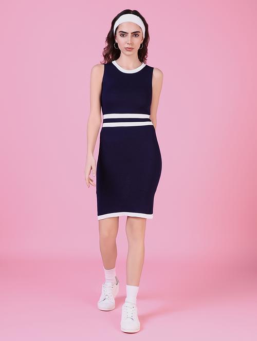 women navy blue stripes bodycon dress - 21514857 - Standard Image - 0
