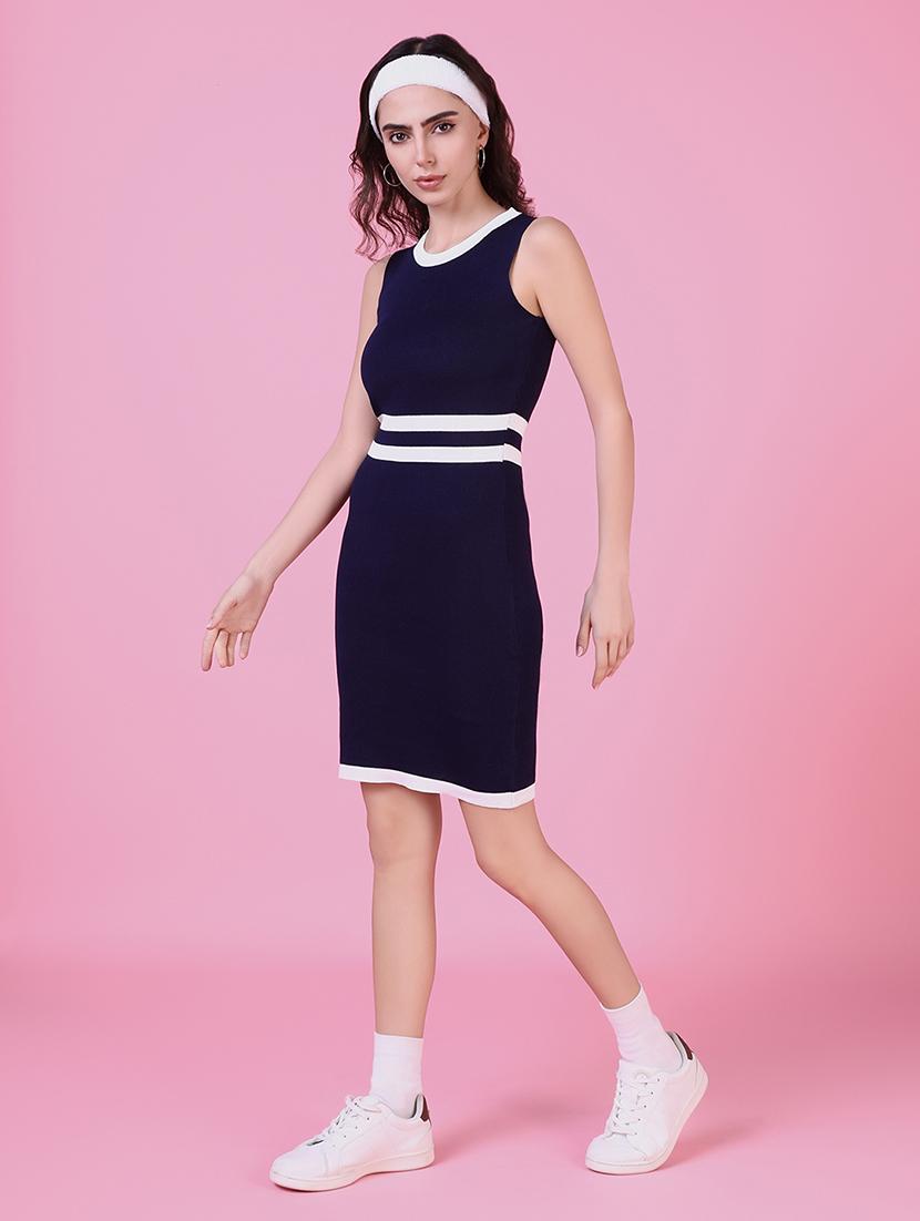 women navy blue stripes bodycon dress - 21514857 - Standard Image - 2