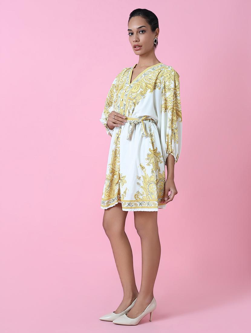 women printed v neck a-line dress - 21514881 - Standard Image - 2