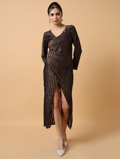 women brown self-designed wrap dress - 21514891 -  Standard Image - 0