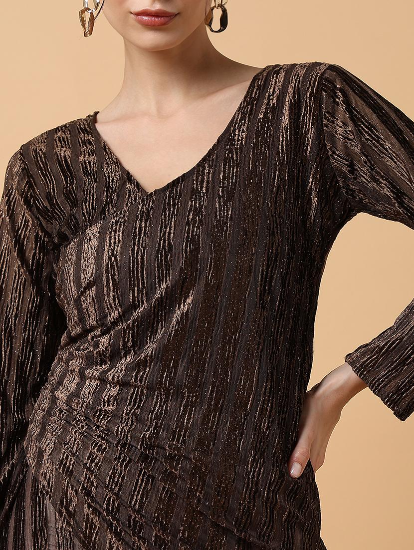 women brown self-designed wrap dress - 21514891 - Standard Image - 7