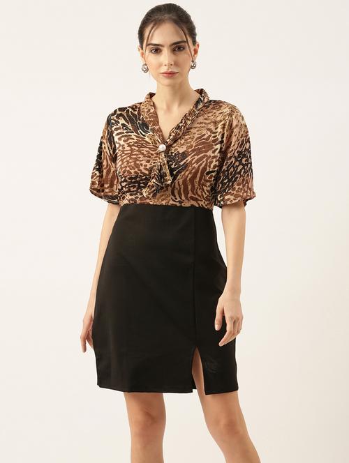 women printed v neck sheath dress - 21514898 -  Standard Image - 0
