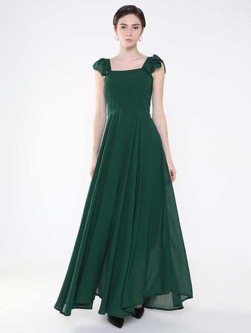 women green solid fit & flare dress - 21514902 - Standard Image - 0