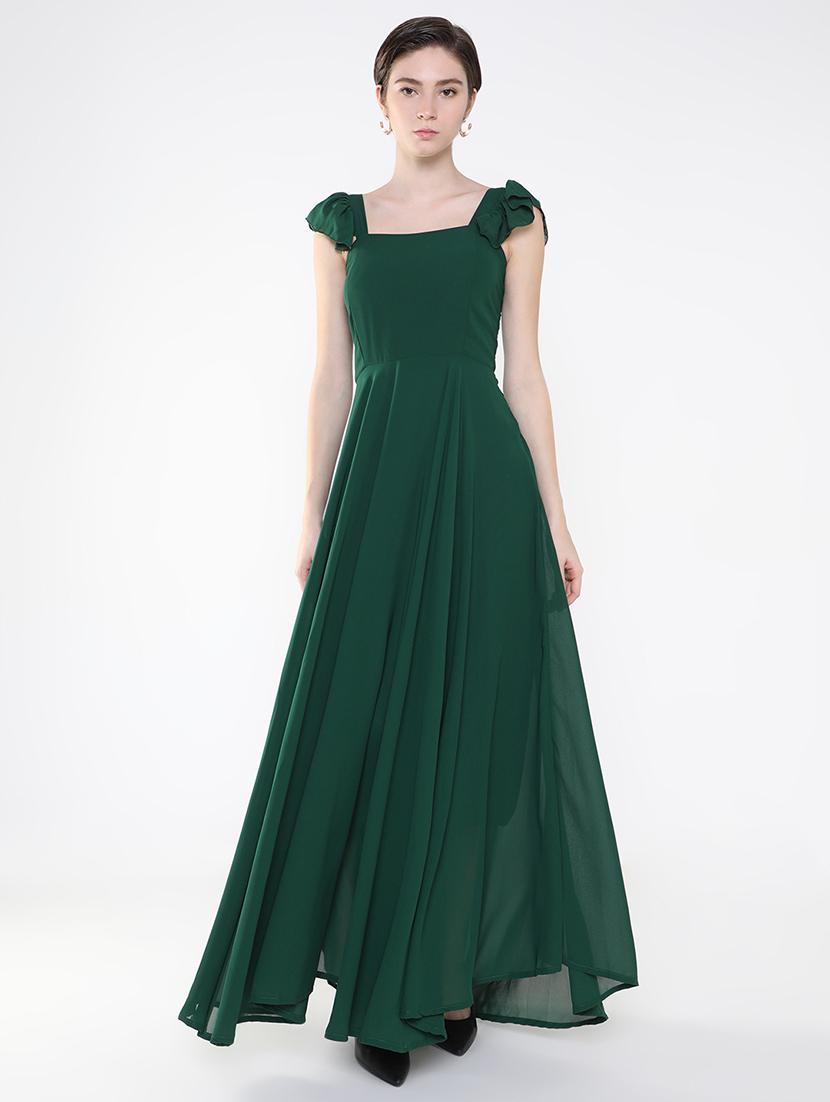 women green solid fit & flare dress - 21514902 - Zoom Image - 0