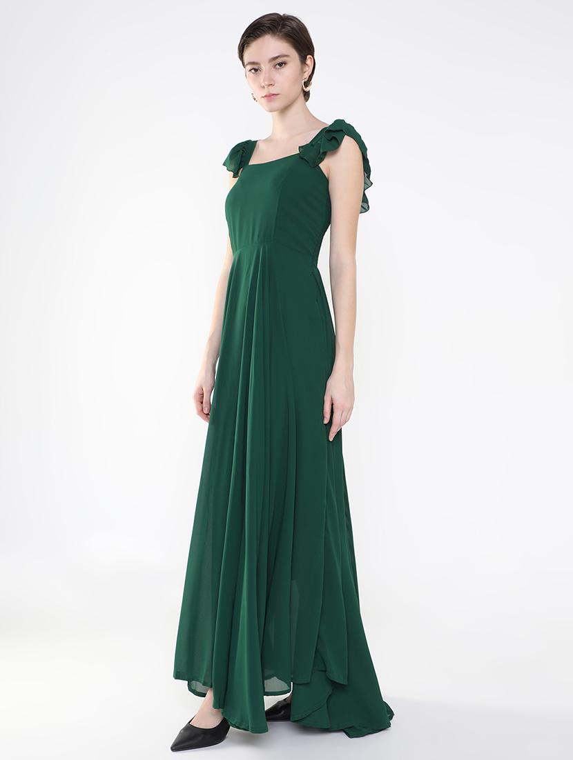 women green solid fit & flare dress - 21514902 - Standard Image - 2