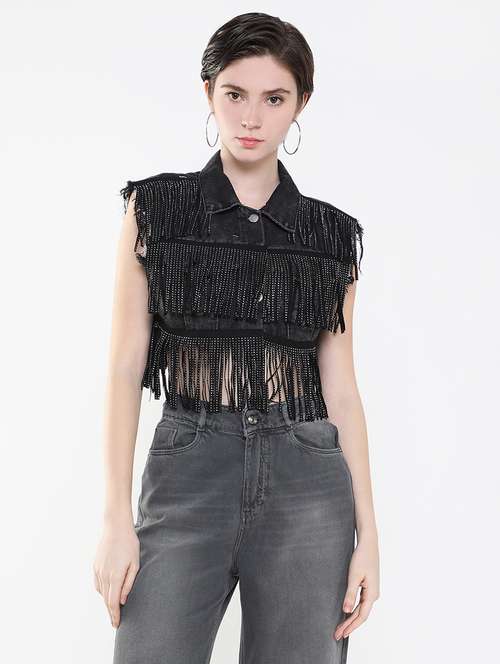 women black denim summer jackets - 21514907 -  Standard Image - 0