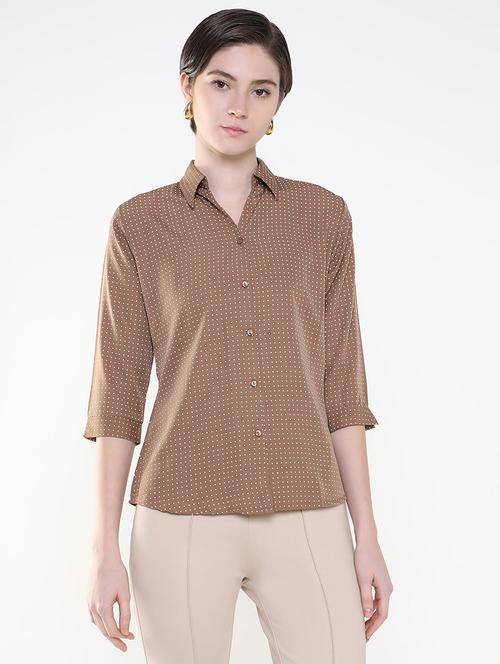 women brown crepe regular shirt - 21514926 -  Standard Image - 0