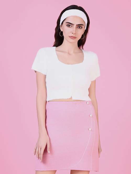 women solid short sleeves crop top - 21514958 -  Standard Image - 0