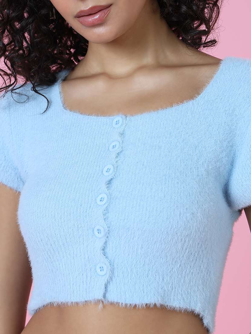 women solid short sleeves crop top - 21514960 -  Standard Image - 7