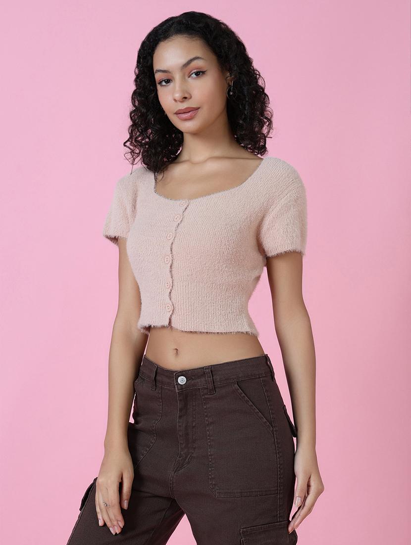 women beige solids crop top - 21514967 - Standard Image - 2