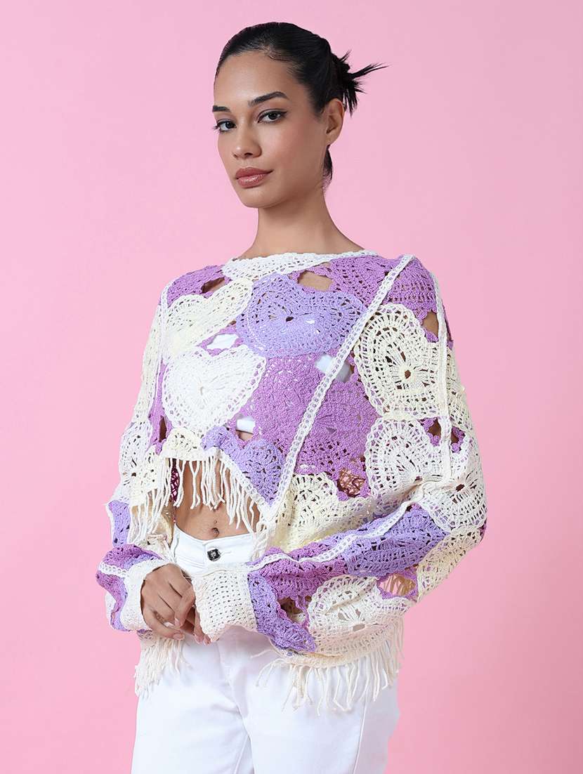 women purple self-designed crop top - 21514972 -  Standard Image - 2