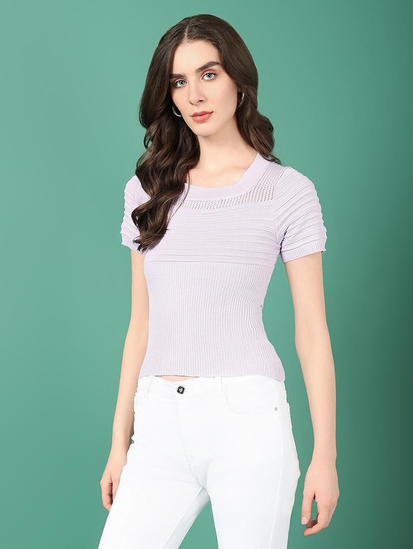 women lavender crochet regular top - 21514978 - Standard Image - 2