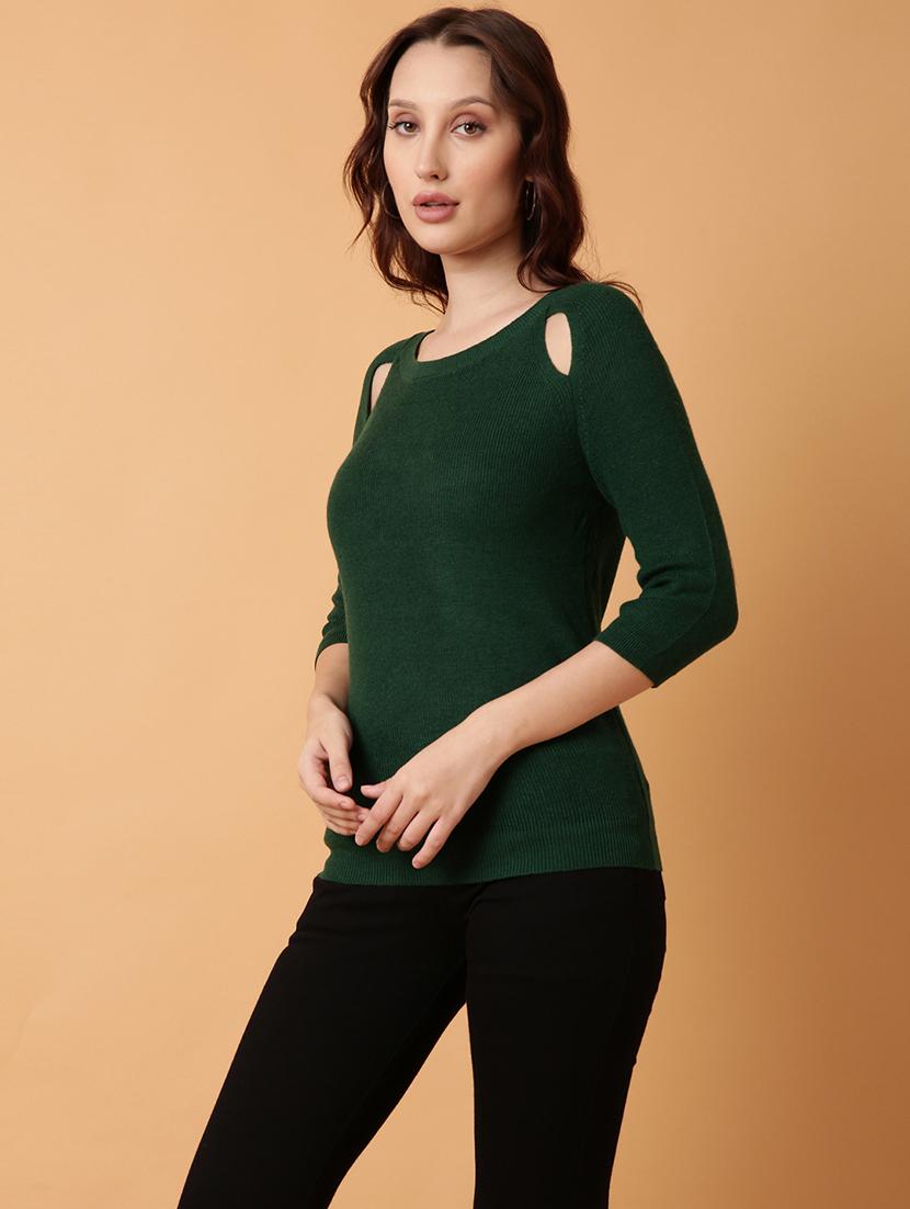women green solid regular top - 21514999 - Standard Image - 2