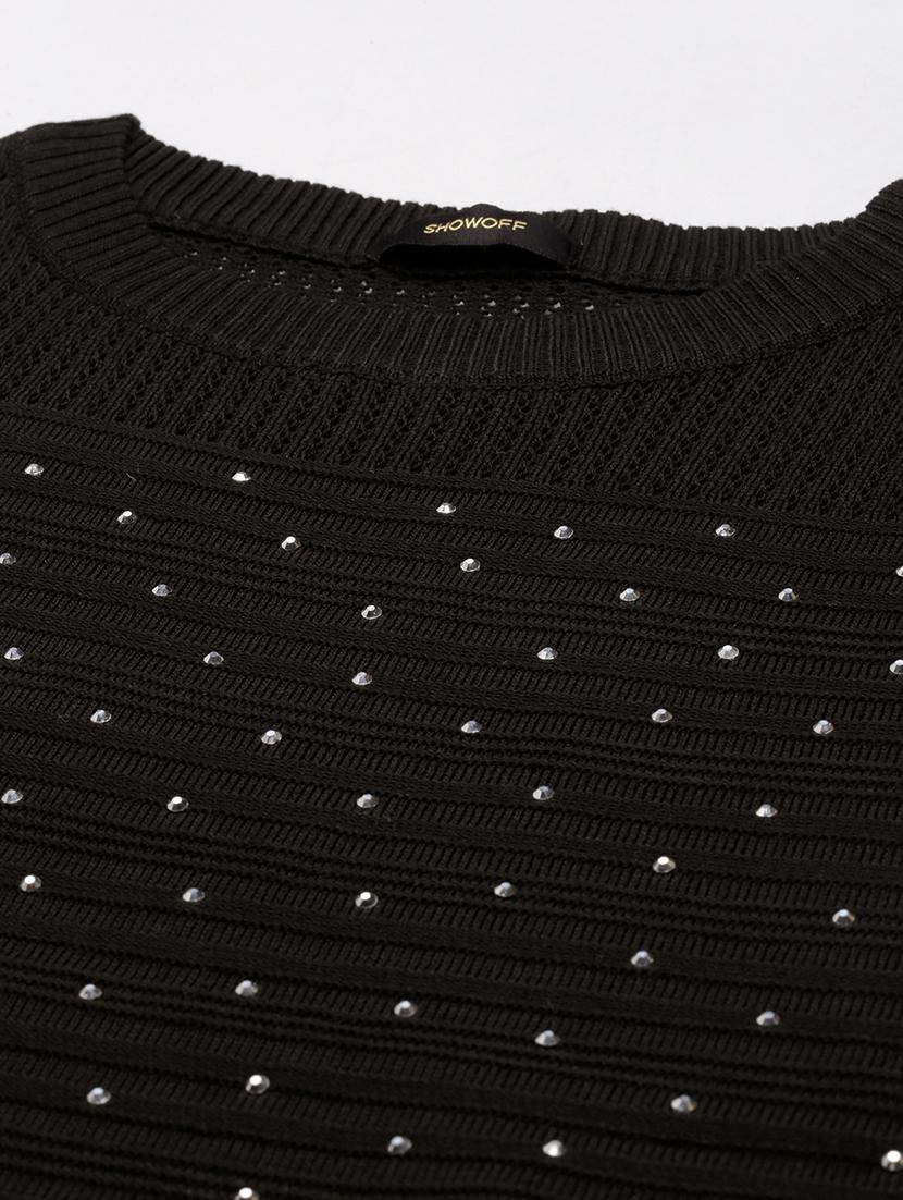 women black embellished regular top - 21515005 - Standard Image - 7