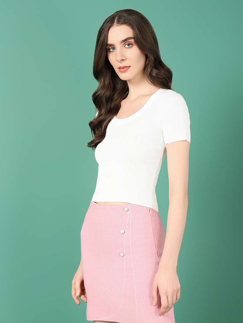 women white solid regular top - 21515037 -  Standard Image - 2