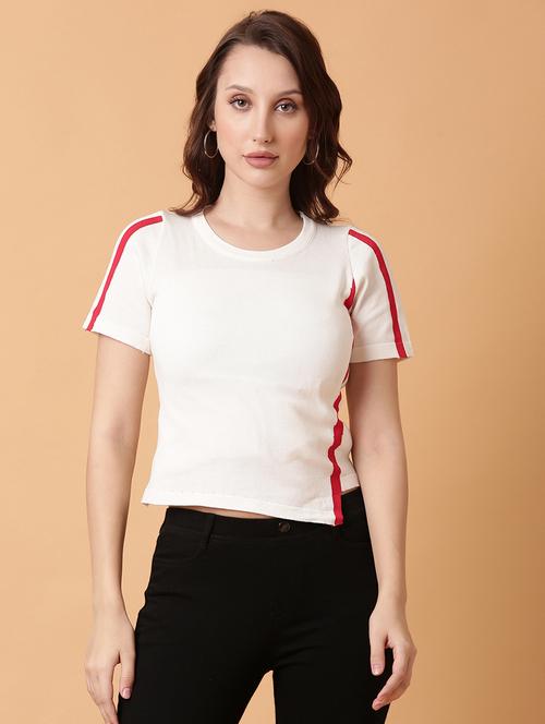women white solids round neck top - 21515038 - Standard Image - 0