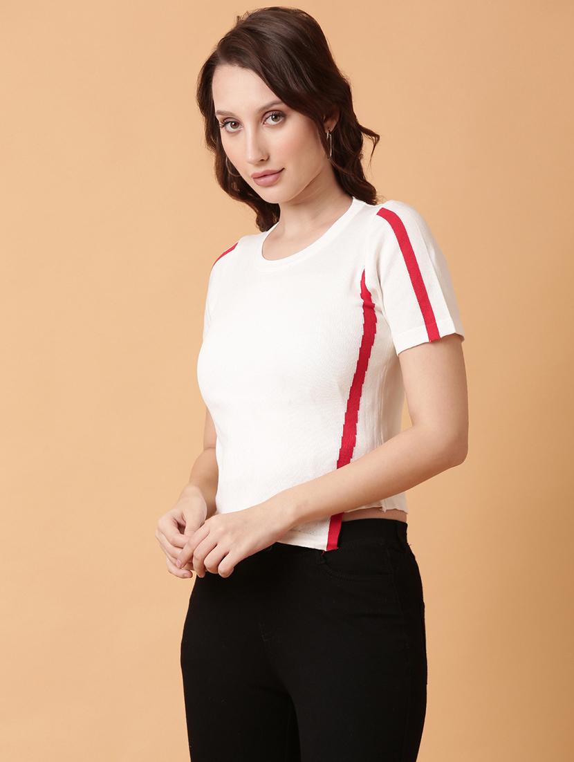 women white solids round neck top - 21515038 - Standard Image - 2