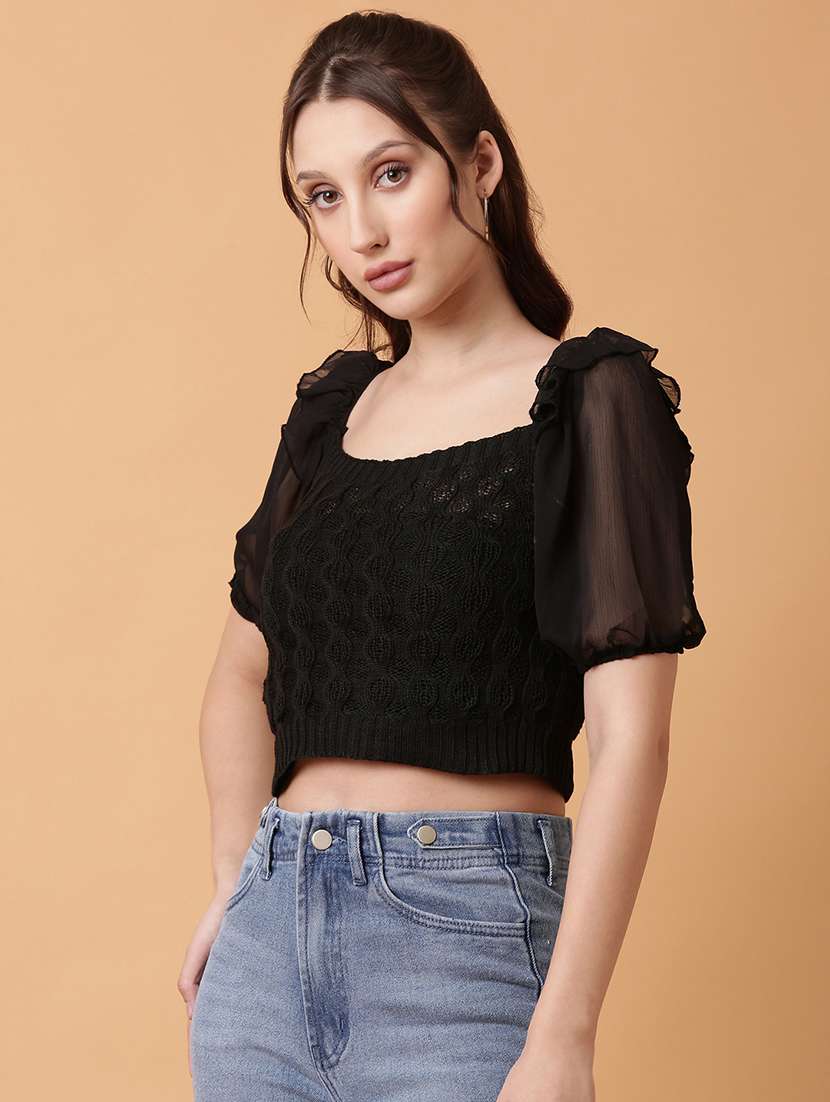 women black crochet crop top - 21515045 -  Standard Image - 2