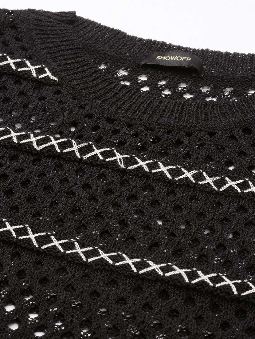 women black crochet regular top - 21515048 -  Standard Image - 7