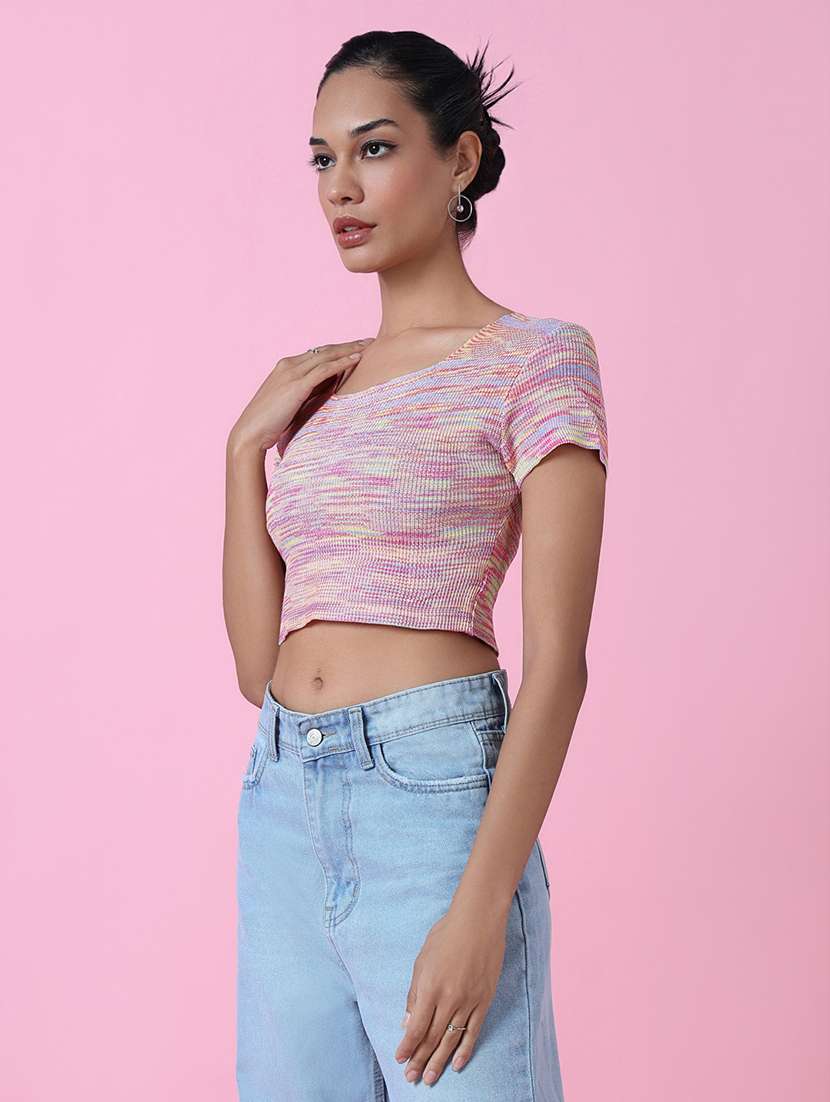 women short sleeve self-designed crop top - 21515050 -  Standard Image - 2