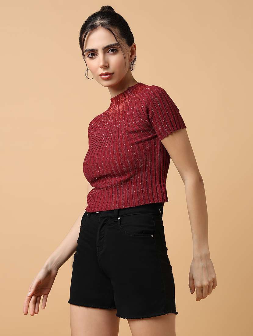 women short sleeve self-designed crop top - 21515077 -  Standard Image - 2