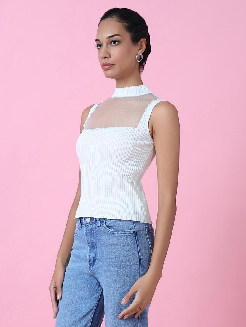 women white solids sleeveless top - 21515079 - Standard Image - 2
