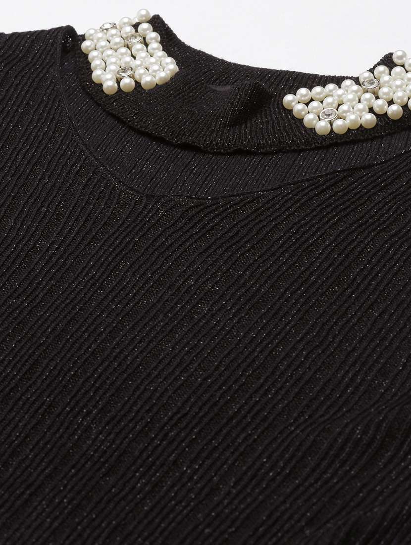 women black self design choker neck top - 21515096 -  Standard Image - 7