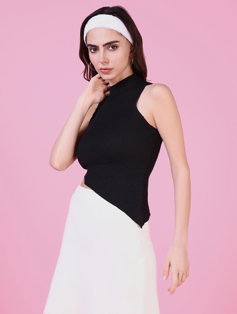 women black solids asymmetric top - 21515107 - Standard Image - 2