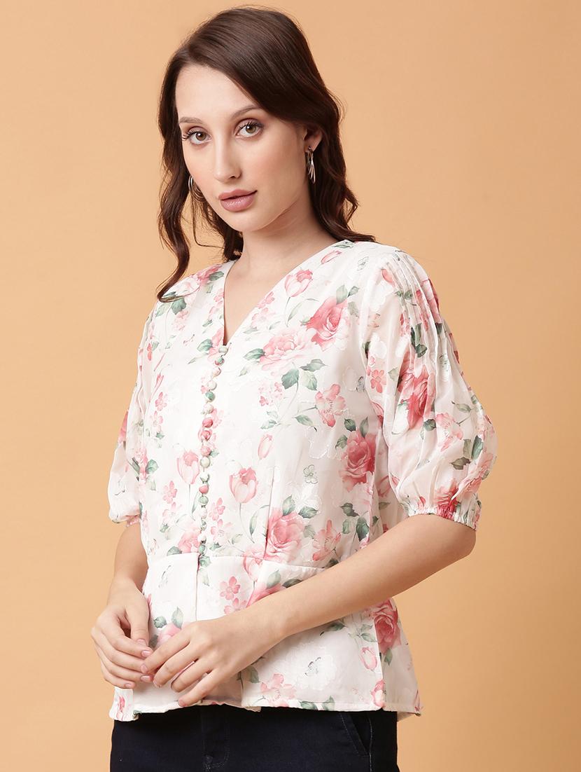 women white floral printed peplum top - 21515116 - Standard Image - 2