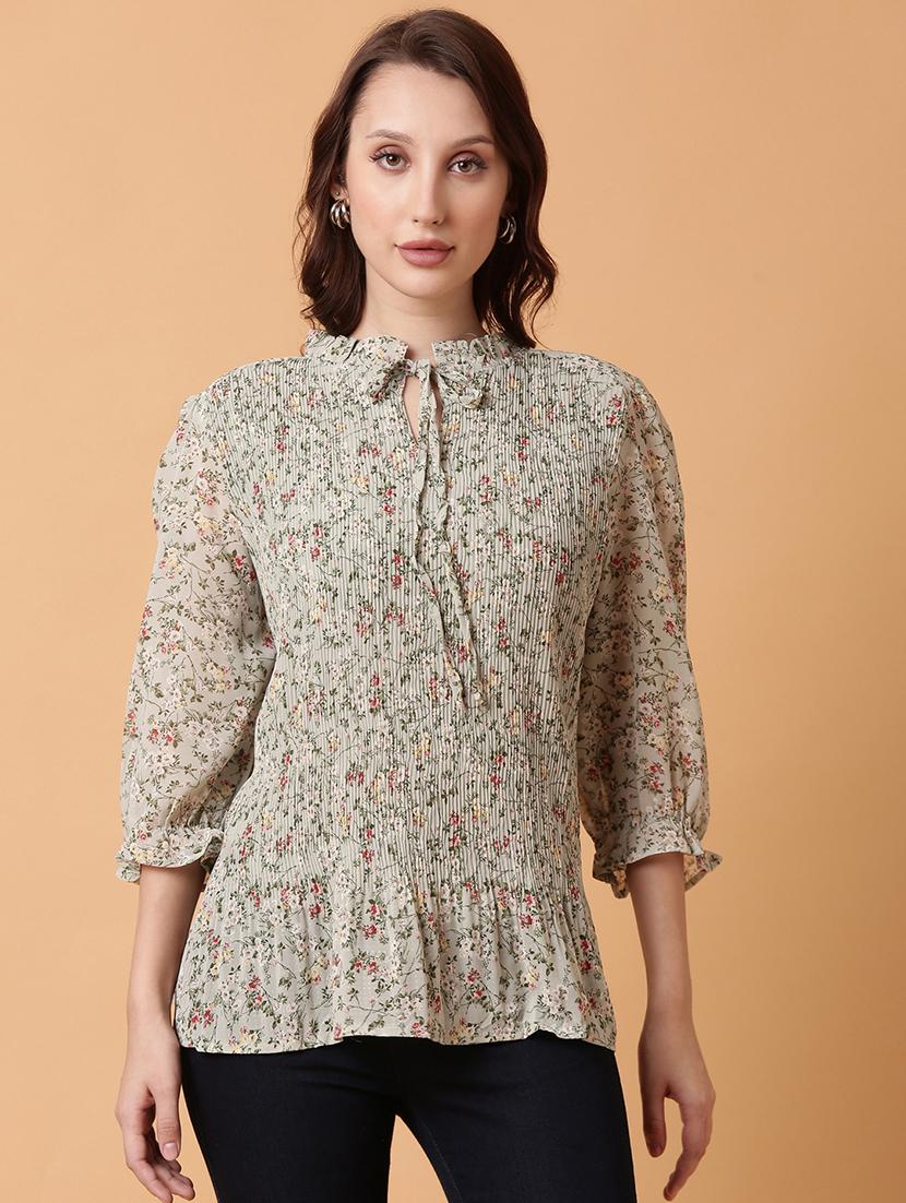 women green floral printed regular top - 21515118 - Zoom Image - 0