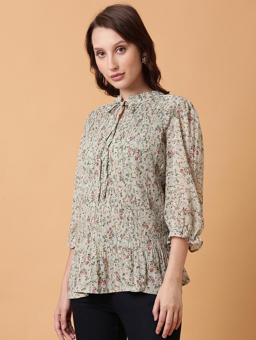 women green floral printed regular top - 21515118 - Standard Image - 2