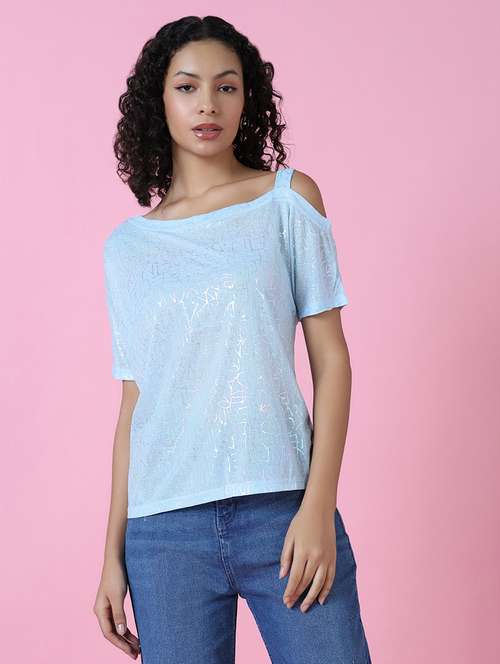 women blue typography regular top - 21515123 - Standard Image - 0