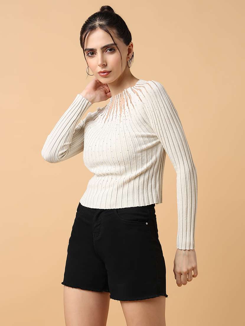 women off-white self-designed regular top - 21515139 -  Standard Image - 2