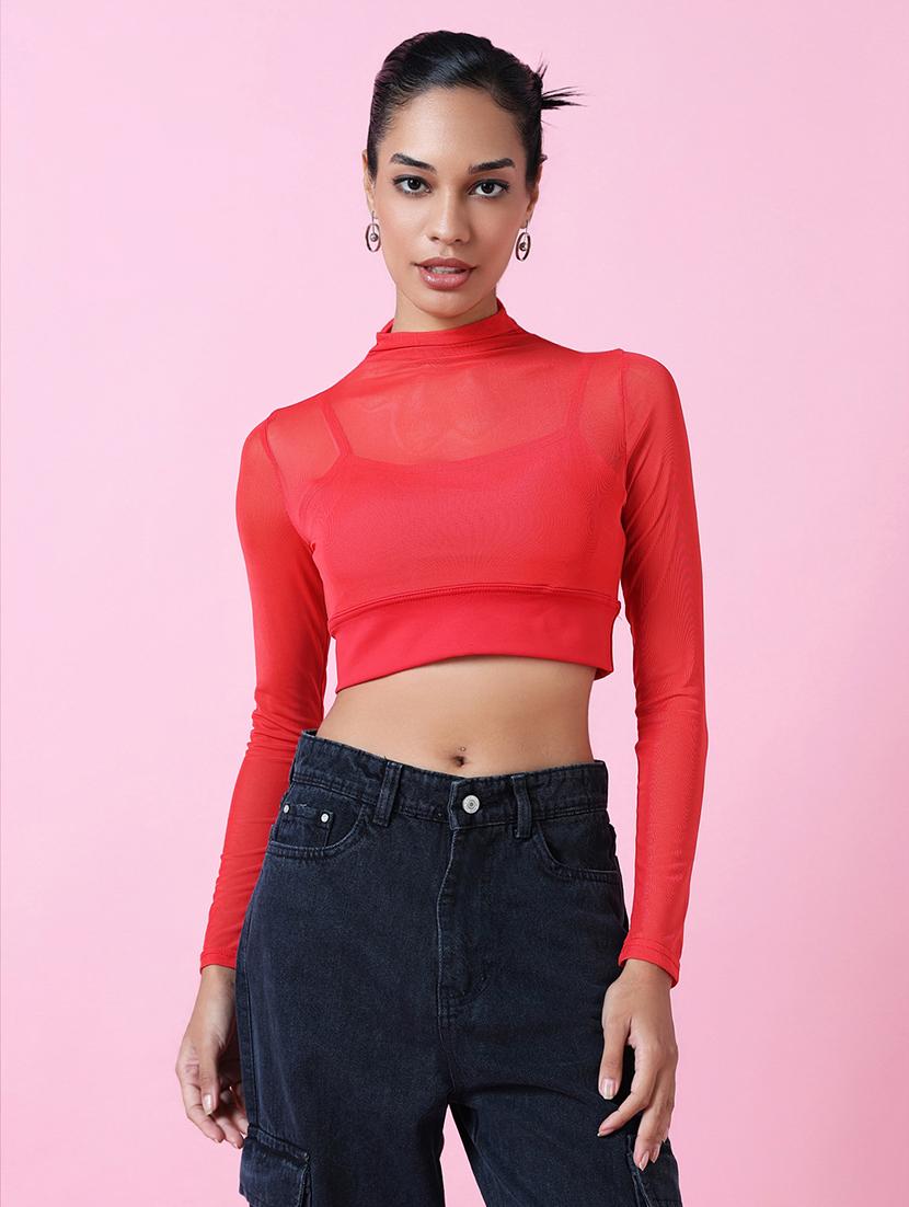 women red solid crop top - 21515141 - Zoom Image - 0