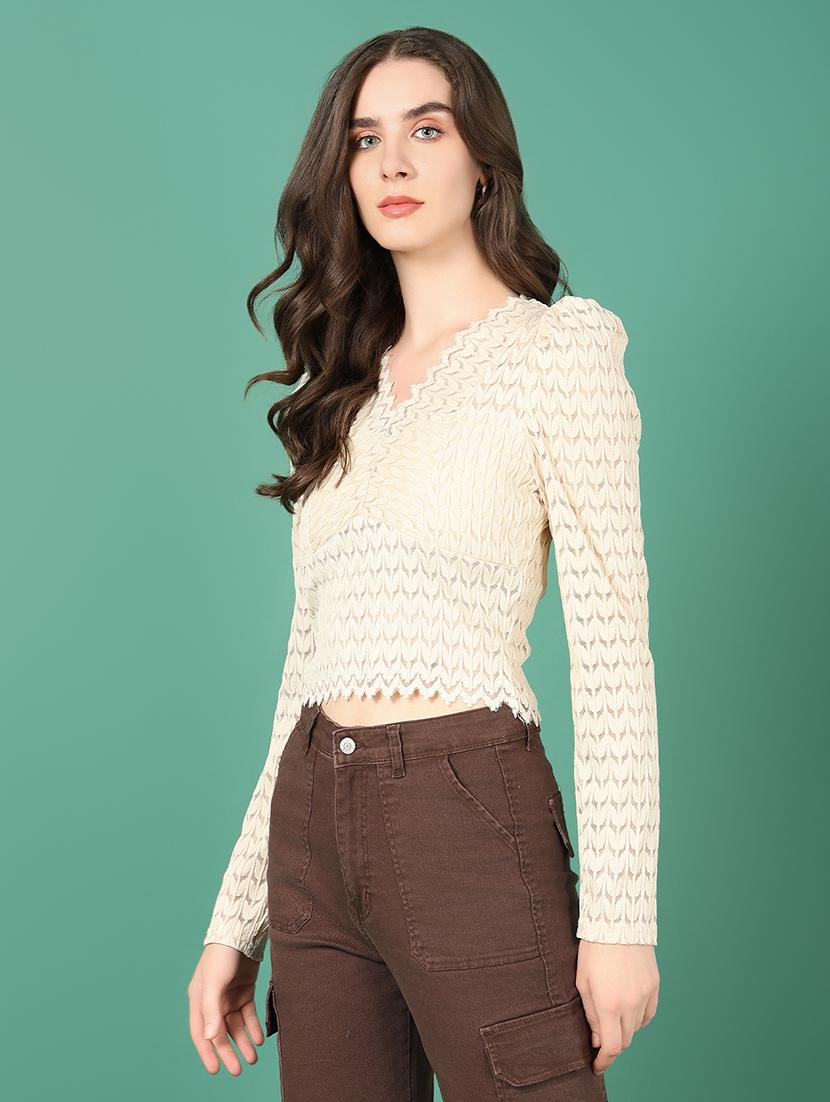 women beige self-designed regular top - 21515151 - Standard Image - 2