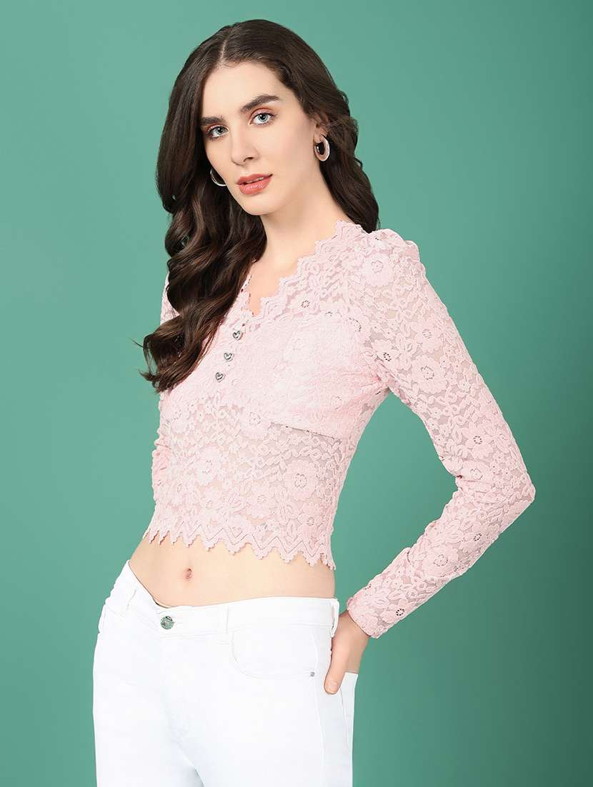 women pink self-designed crop top - 21515156 -  Standard Image - 2