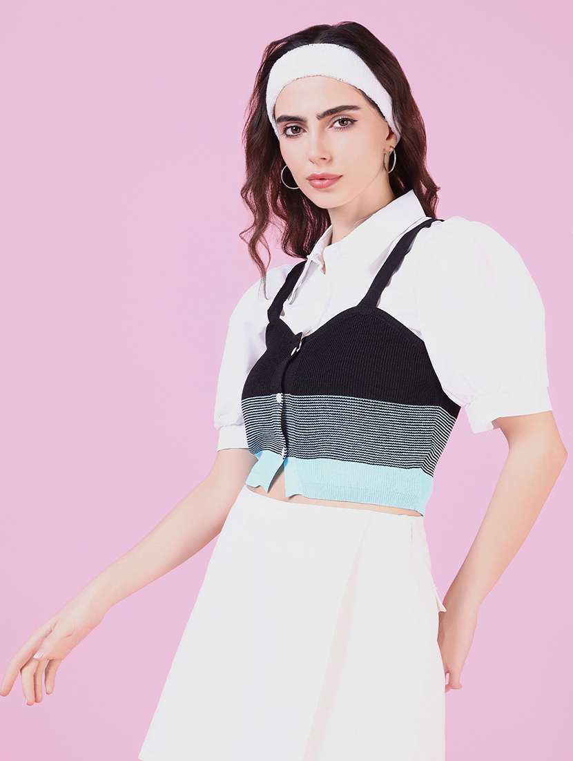 women self design short sleeve shirt top - 21515159 -  Standard Image - 2